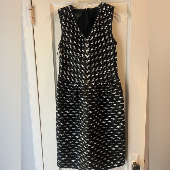 Giambattista Valli Metallic Stripe Tweed Knee-Length Dress 44 - Picture 5 of 15